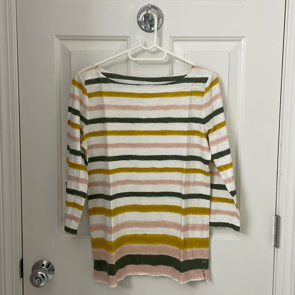 LOFT Outlet striped 3/4 sleeve boat neck tshirt